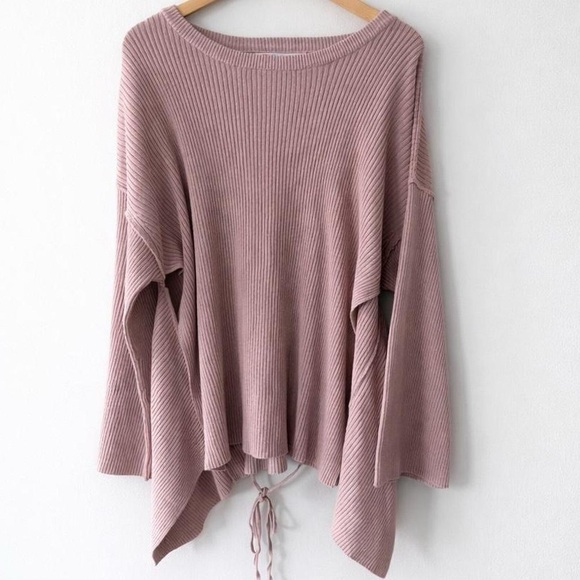 Free People Sweaters - Free People Beach Brigg Ribbed Oversized Boho Mauve Sweater S